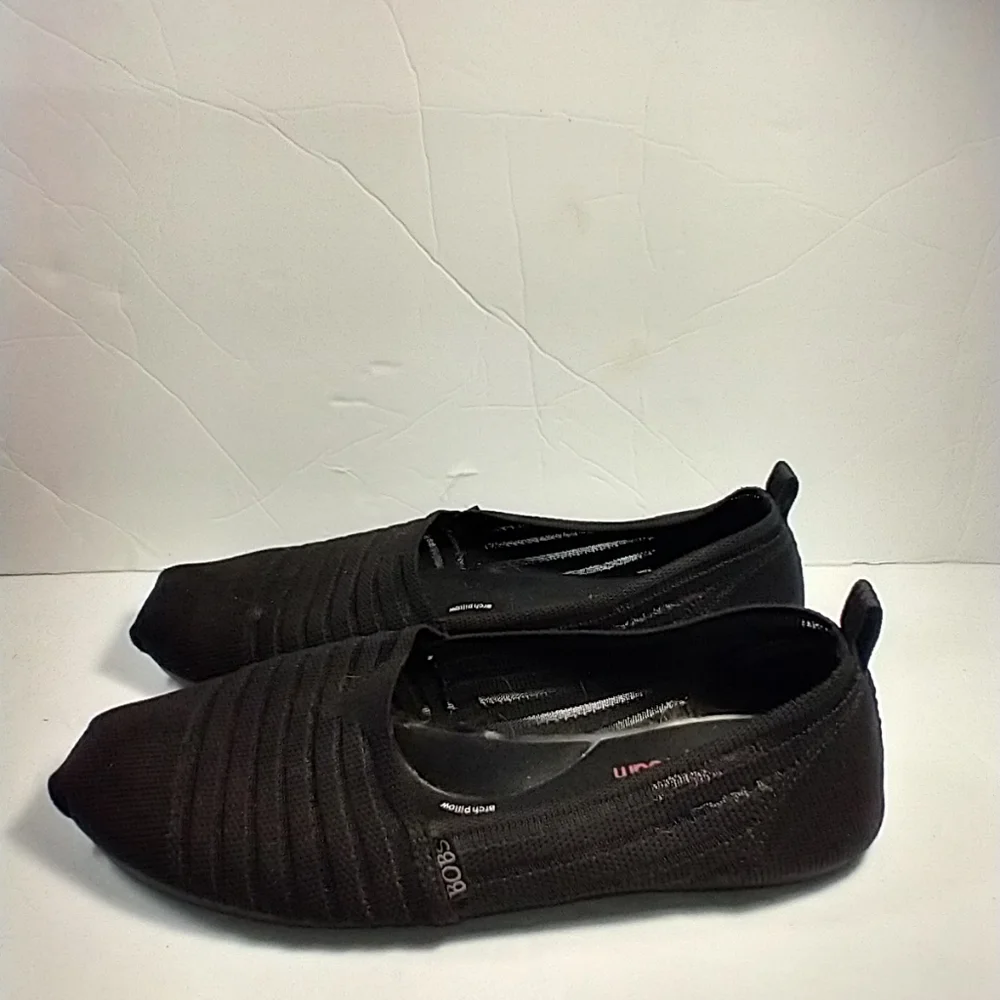 BOBS by Skechers Plush Golden Hour Black Slip On Comfort Shoes Women's sz 10.